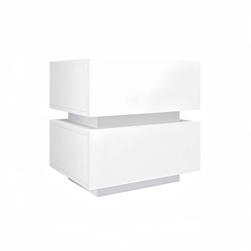 High Glossy 2 Drawers Bedside Table with RGB Led Light