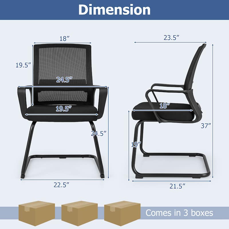 Gymax Office Guest Chair Set of 6 Conference Reception Chair w/ Lumbar