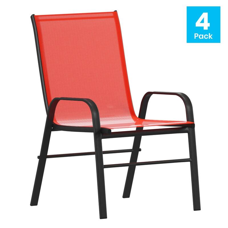 Outdoor Stacking Chairs w/ Flex Comfort Material (4 Pack)
