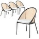 preview thumbnail 13 of 54, Urbane Modern Stylish Dining Chair with Vinyl Fabric Seat and Wicker Back for Dining Room & Kitchen, Set of 4 Light Grey