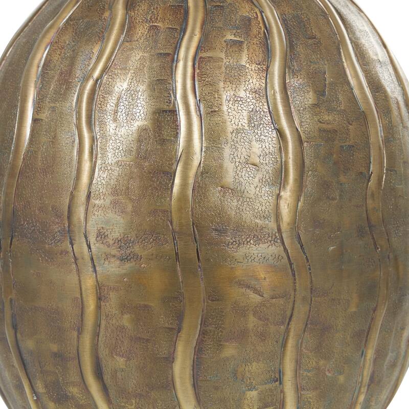 Metal Snakeskin Inspired Decorative Vase with Dimensional Wavy Accents - Brass - Roche River Decor