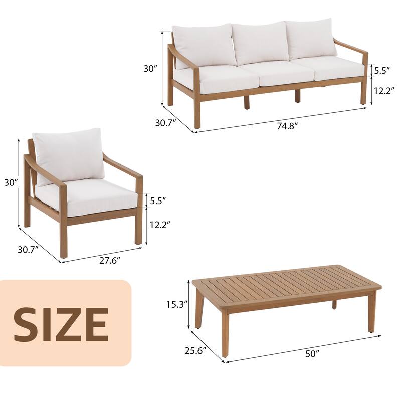 Outdoor 4 Piece Wooden Chair Set With Table