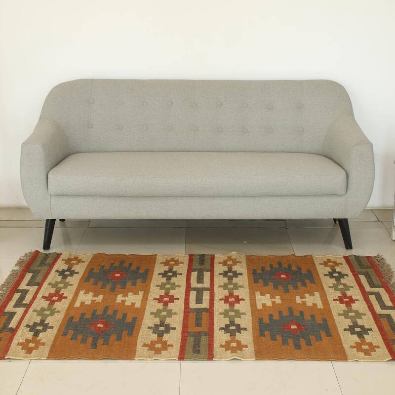 Handmade Geometric Fantasy Jute rug (India ) - Big