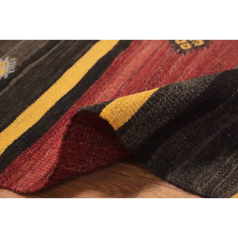 Hand Woven Oriental 100% Wool Carpet Southwestern Tribal Multi-Colored Kilim Area Rug - 9' 6'' X 6' 2''