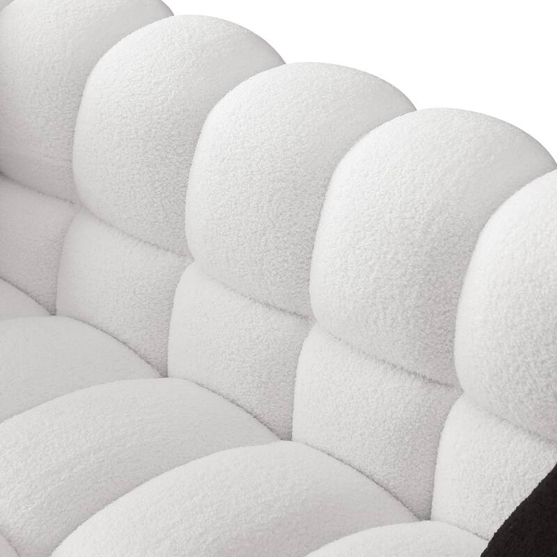 Wayna Modern Style Sofa, Sherpa Thick Cushion Double Loveseat - N/A