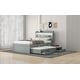 preview thumbnail 5 of 30, Twin XL/Full XL Size Platform Bed with LED Storage Headboard and Charging Station, Wood Bed Frame w/Twin Size Trundle &2 Drawers