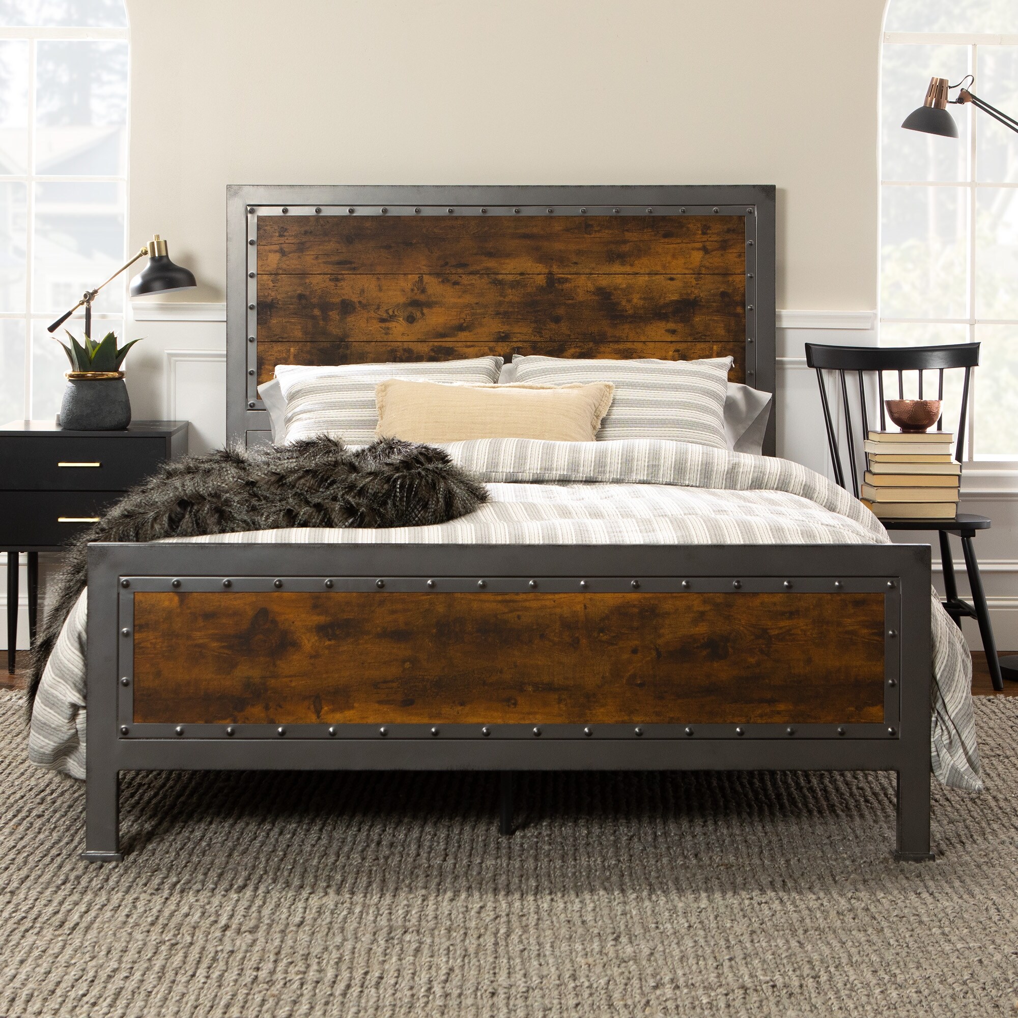 Shop Carbon Loft Santos Rustic Metal Frame Queen Panel Bed On Sale Overstock 13843421