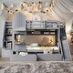 preview thumbnail 49 of 64, Elegant Twin over Twin Bunk Bed With 2 Drawers,3 Shelves and Slide,Sturdy Frame,s