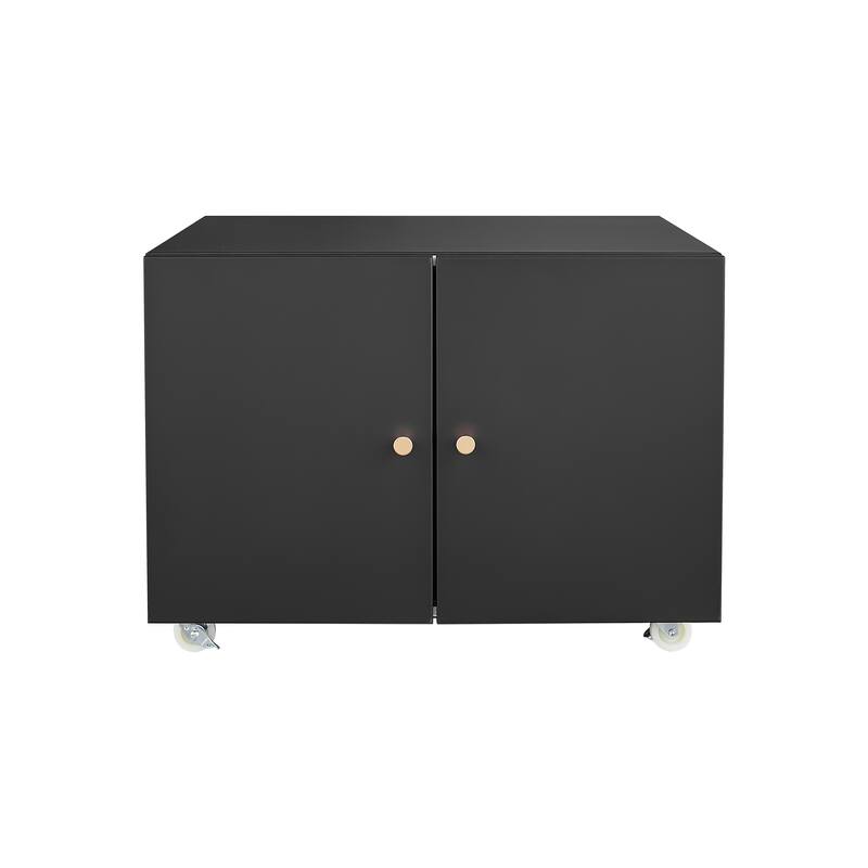 Anmytek Modern Rolling Storage Cabinet Mobile with Wheels Matte Black Accent Multi Purpose Organizer
