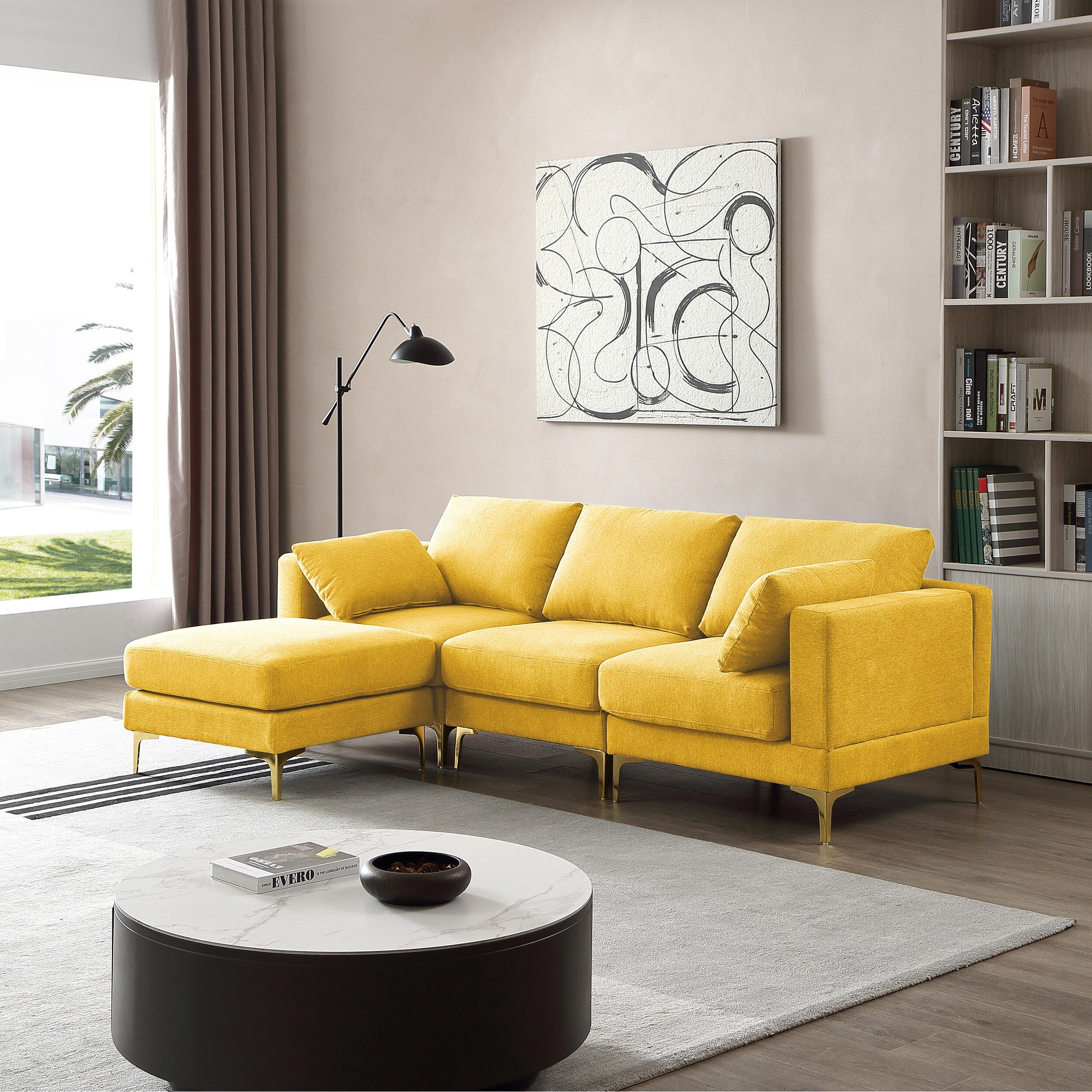 Mustard l shape sofa discount