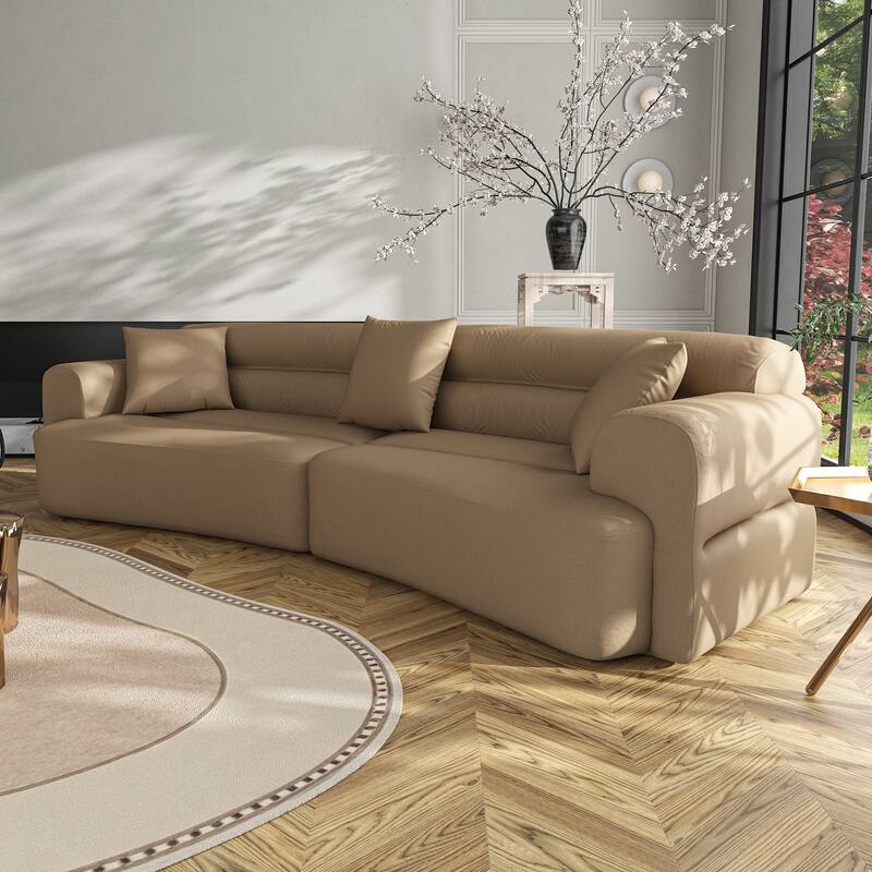 3-5 Seater Couch Comfy Upholstered Sofa with 3 Pcs Soft Pillows