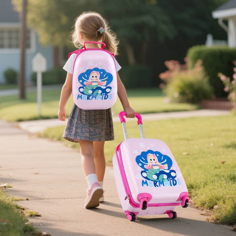 Costway 2PC Kids Carry On Luggage Set 12" Backpack and 16" Rolling - See Details