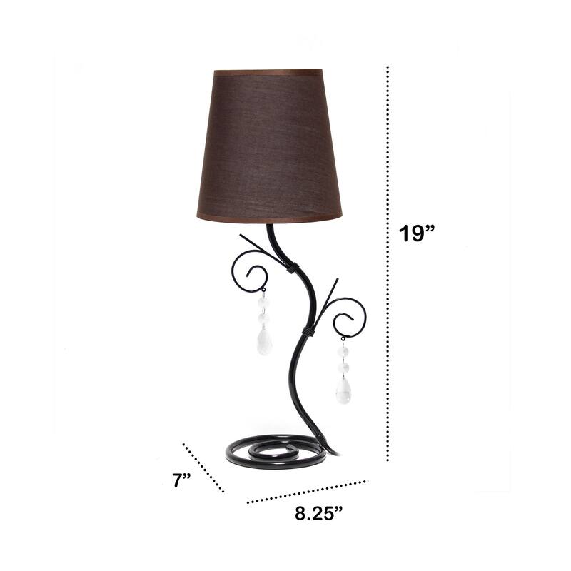 Winding Metal Table Lamp with Tapered Drum Shade - 19" - Black and Brown