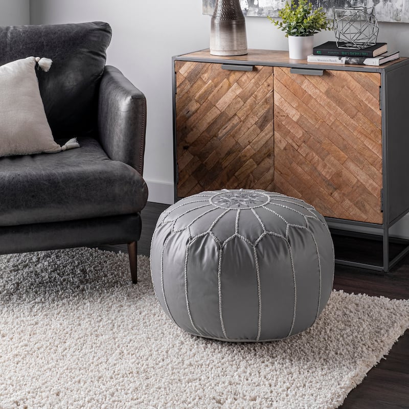 Nuloom Classic Moroccan Lightweight Faux Leather Ottoman Pouf