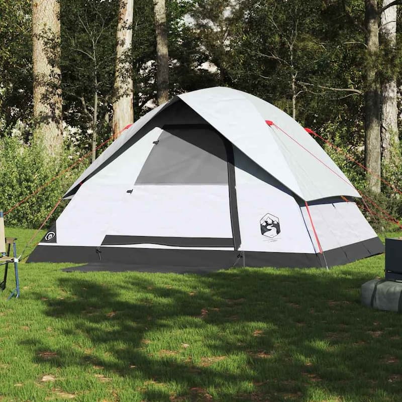 vidaXL Family Tent Dome 6-Person White Blackout Fabric Waterproof - 120.1 x 120.1 x 72.0"