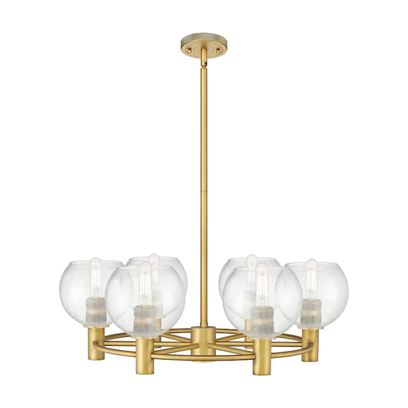 Innovations Lighting Downtown Urban - Crown Point - 6 Light 26" Athens Stem Hung Chandelier - Brushed Brass/Seedy