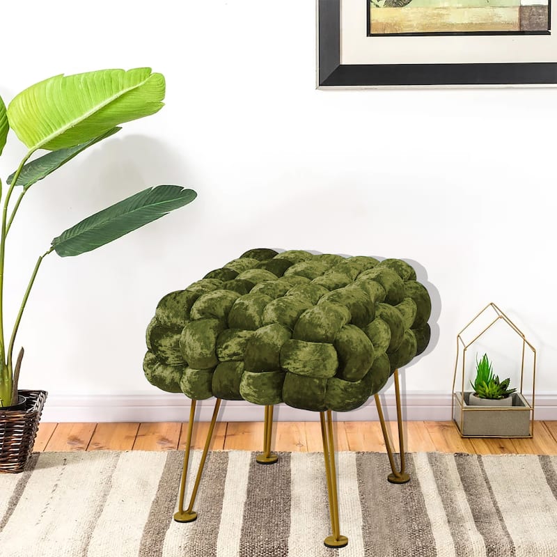 Home Soft Things Crushed Velvet Pouf Stool Ottoman