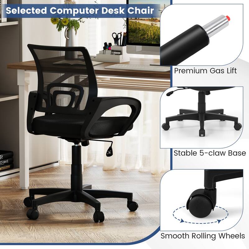 Gymax Mesh Office Chair Ergonomic Computer Desk Chair w/Lumbar Support