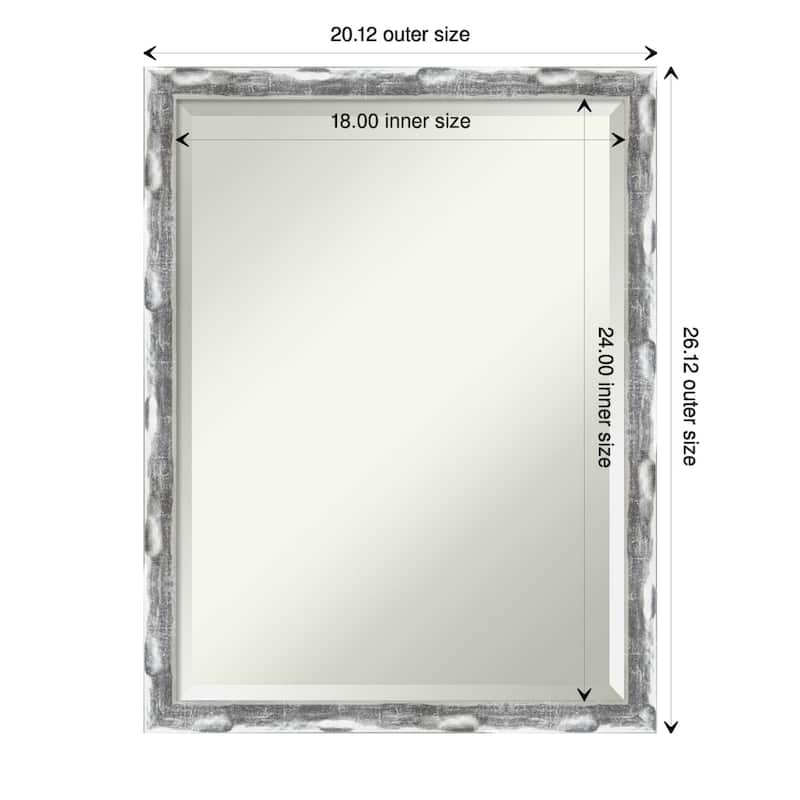 Beveled Wall Mirror - Scratched Wave Chrome Frame - Scratched Wave Chrome - 20 x 26-inch