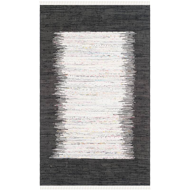 SAFAVIEH Handmade Flatweave Montauk Sidney Cotton Rug - 5' x 8' - Ivory/Black