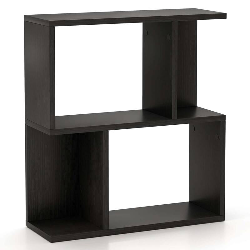 3-Tier Bookshelf Freestanding Display Shelf Geometric Bookcase - Black