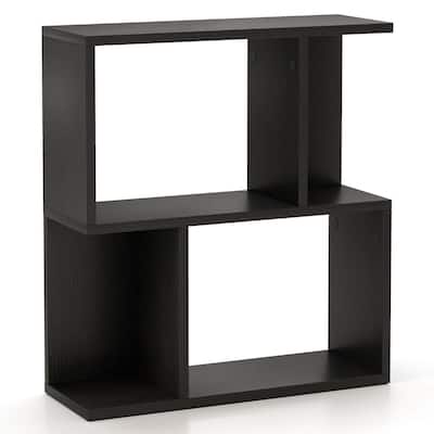 Costway 1/2 PCS 3-Tier Bookshelf Geometric Bookcase Side Table with