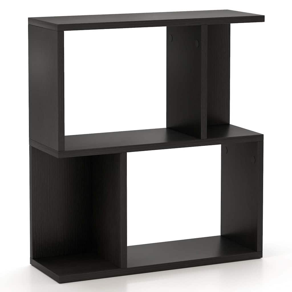 Costway 1/2 PCS 3-Tier Bookshelf Geometric Bookcase Side Table with