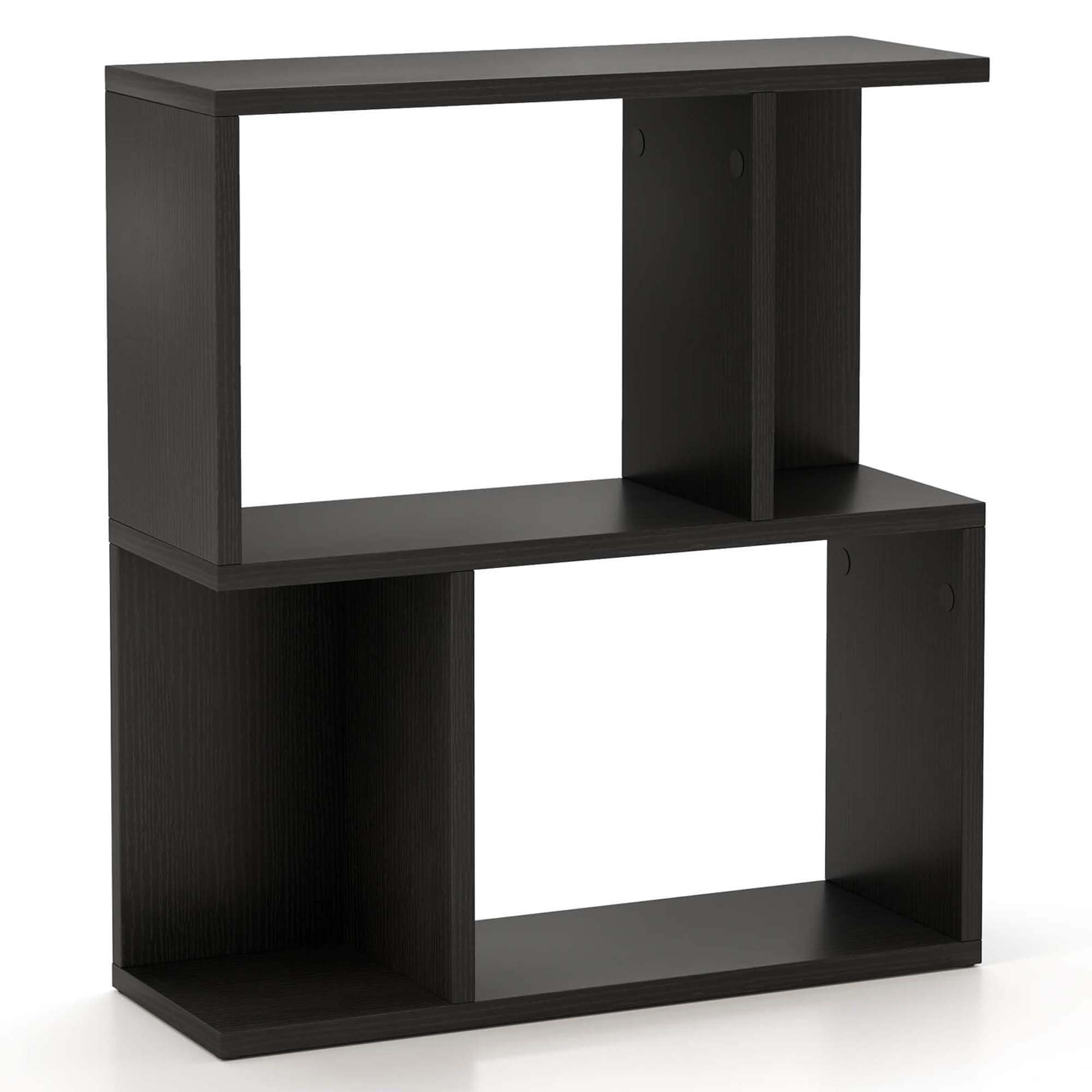 Costway 1/2 PCS 3-Tier Bookshelf Geometric Bookcase Side Table with