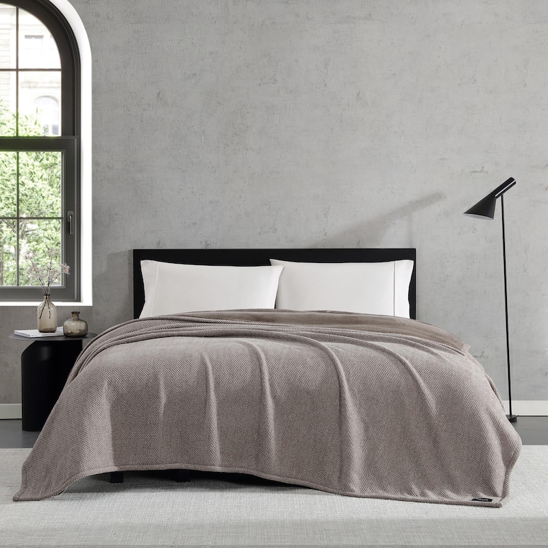 Vera Wang Chenille Jacquard Solid Reversible Blanket - Brown - Full - Queen