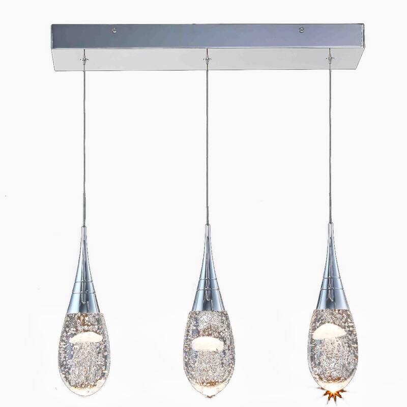 3-Light Modern Dimmable Bubble Jellyfish Crystal Pendant Light for Kitchen Island