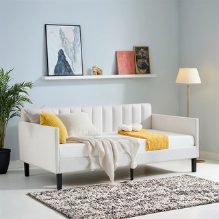 YOPTO Twin Size Boucle Upholstered Daybed - Tufted Backrest, Cream Ivory, Modern Design, Supports 400 Lbs (Mattress Sold Sep.) - View #5