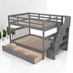 preview thumbnail 7 of 26, Full Over Full Bunk Bed with Storage Staircase and Shelves, Convertible Design, No Box Spring Needed,kid beds