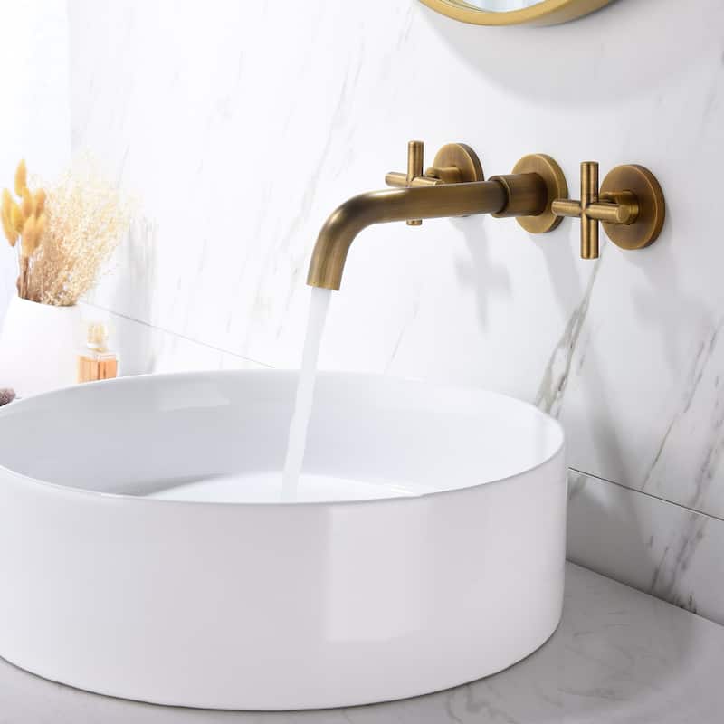 Double Handle Wall Mounted Bathroom Sink Faucet