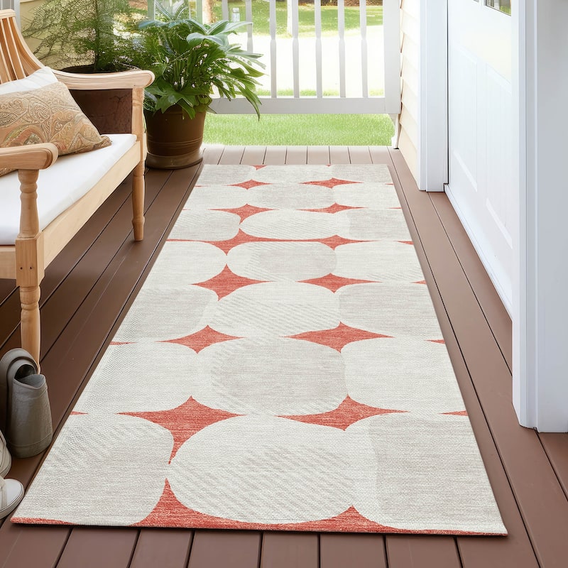 Machine Washable Indoor/ Outdoor Chantille Puffy Modern Rug - Salmon - 2'3" x 7'6"