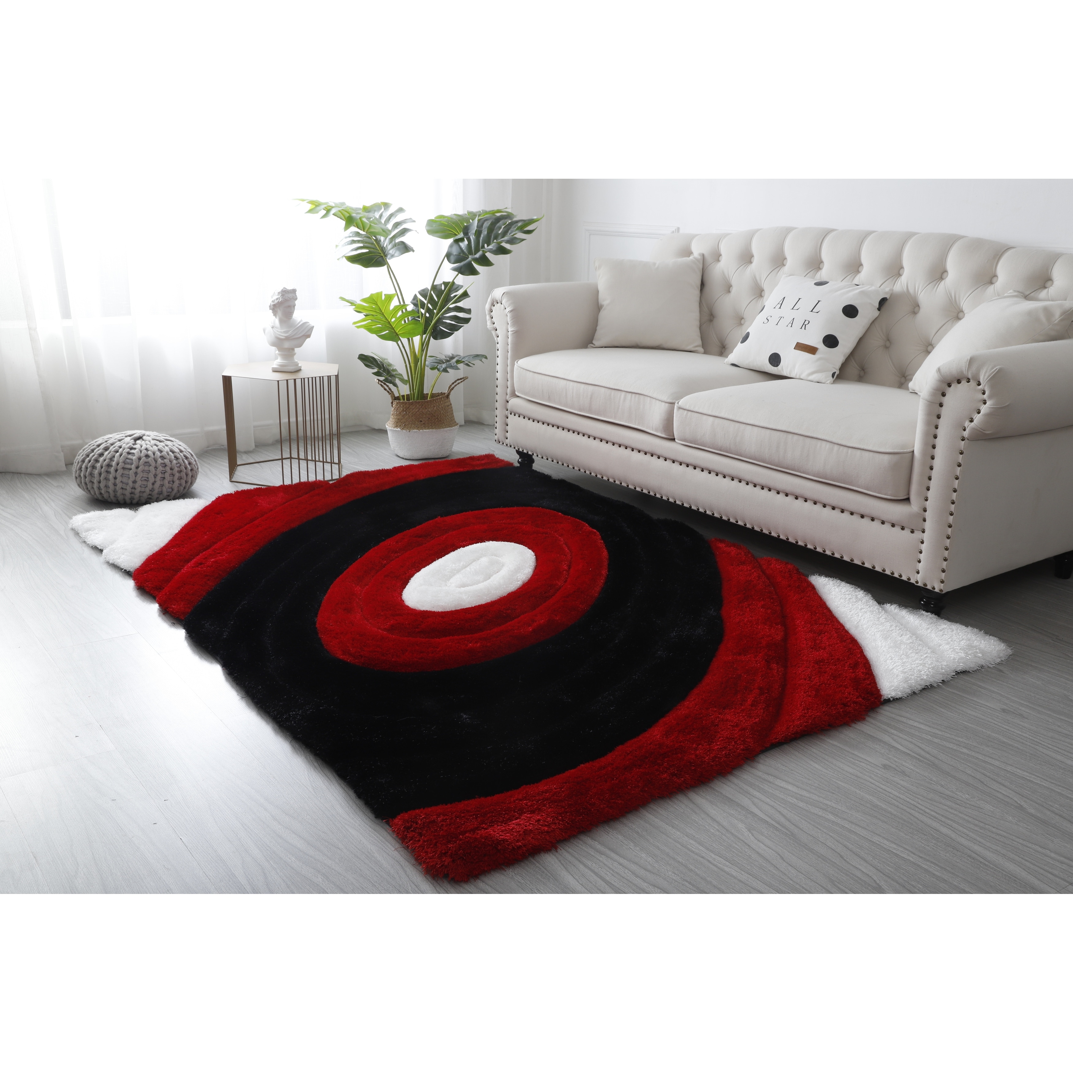 MDA Rugs Mateos Shag Collection Red/Black Area Rug