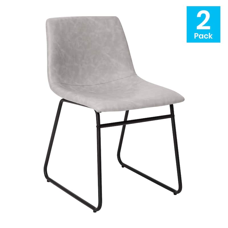 18 Inch Indoor Dining Table Chairs, LeatherSoft Upholstery-Set of 2