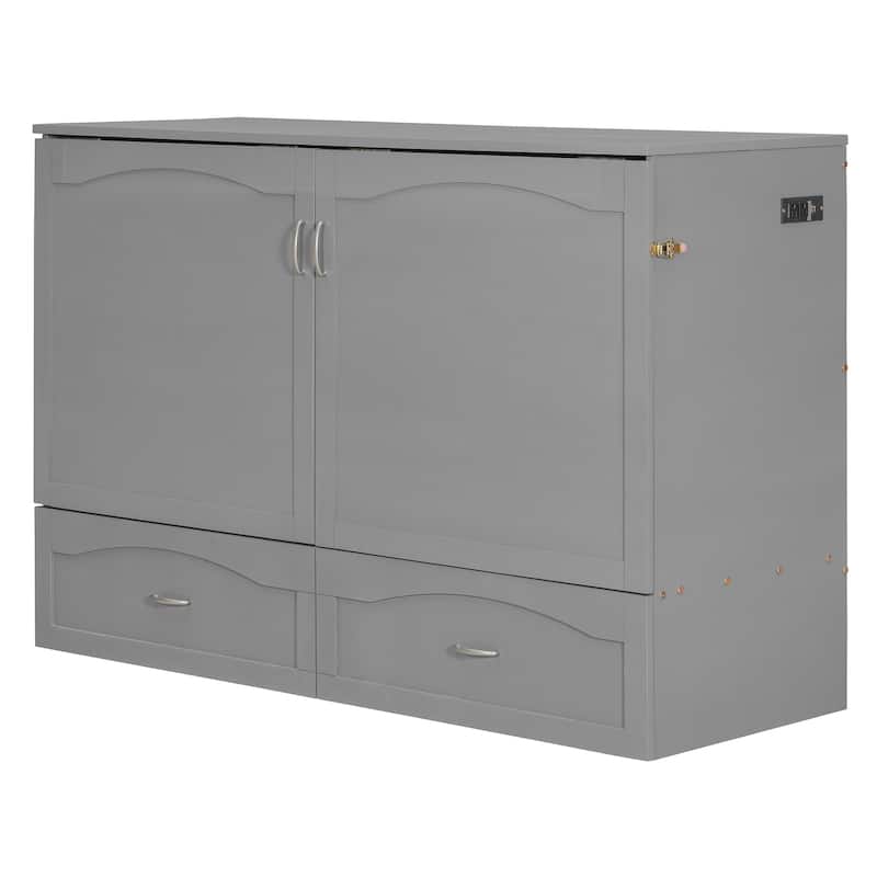 Roomfitters Queen Size Murphy Bed with Drawers and USB Ports, Space-Saving Wall Bed with Pulley Design