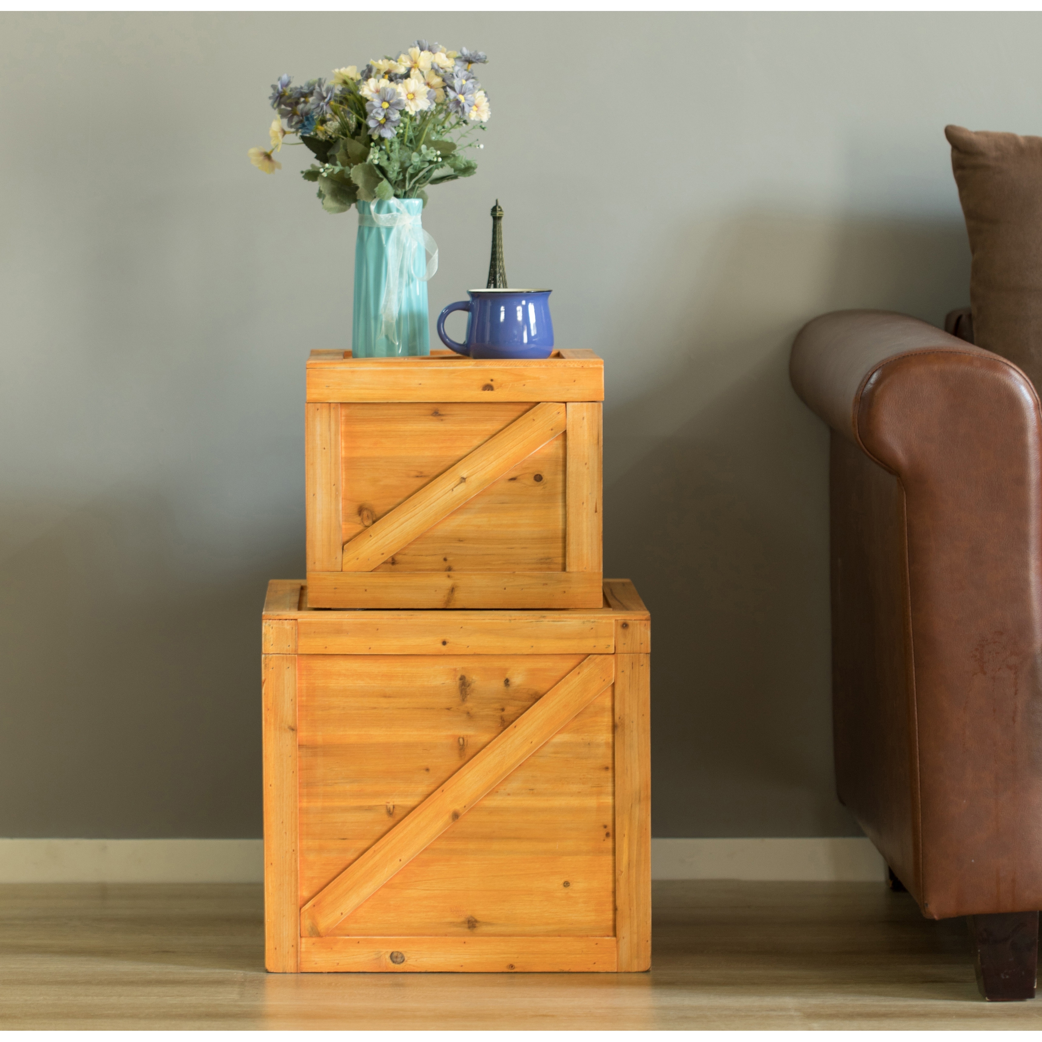 Square Decorative Wooden Chest Trunk Overstock 32028778