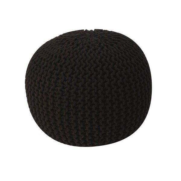 Offex Modern Accent Round Woven Pouffe - Black