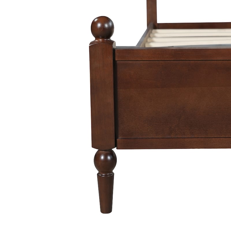 Christopher Knight Home - Traditional Wooden Platform Bed with Upholstered Headboard and Spindle Accent Design