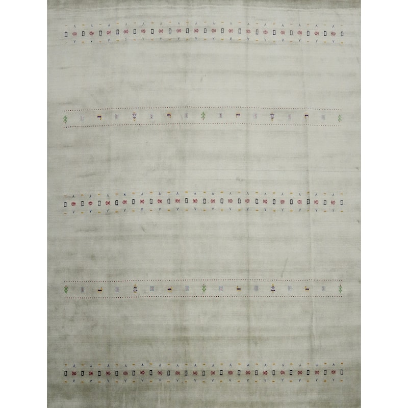 Hand Knotted Oriental 100% Wool Carpet Tribal Animal Pictorial Green Gabbeh Area Rug - 11' 11'' X 11' 11''