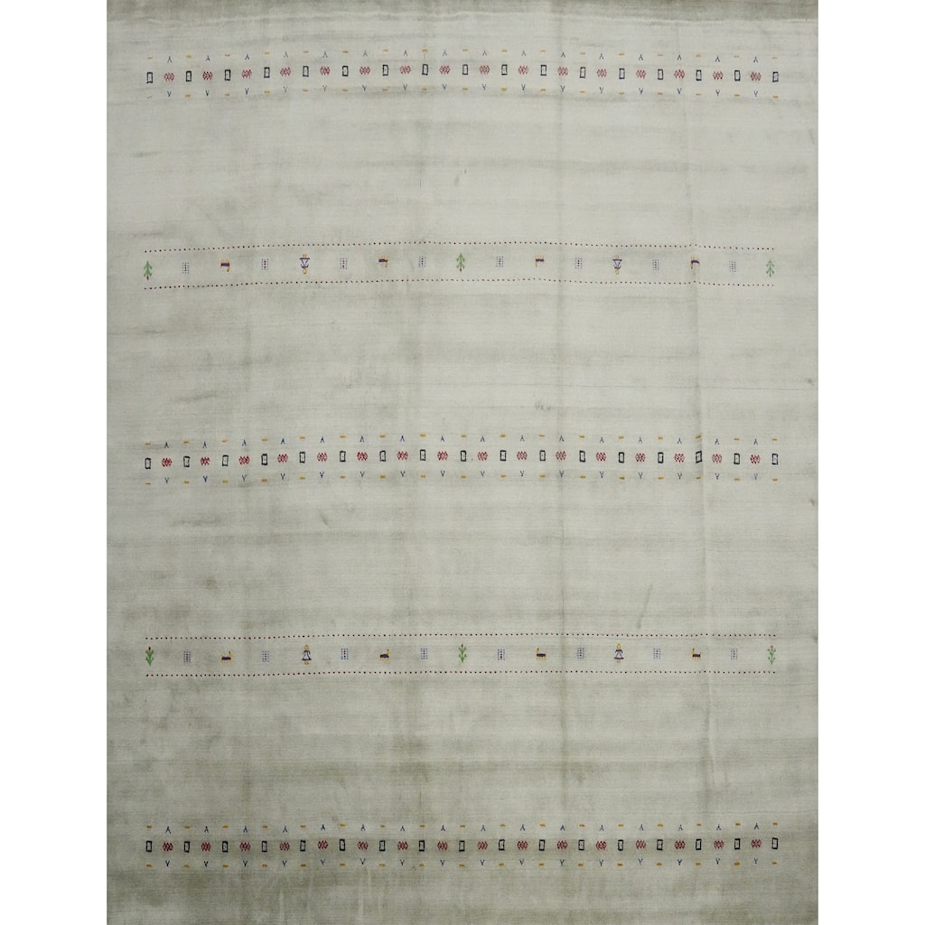 Hand Knotted Oriental 100% Wool Carpet Tribal Animal Pictorial Green Gabbeh Area Rug - 11' 11'' X 11' 11''