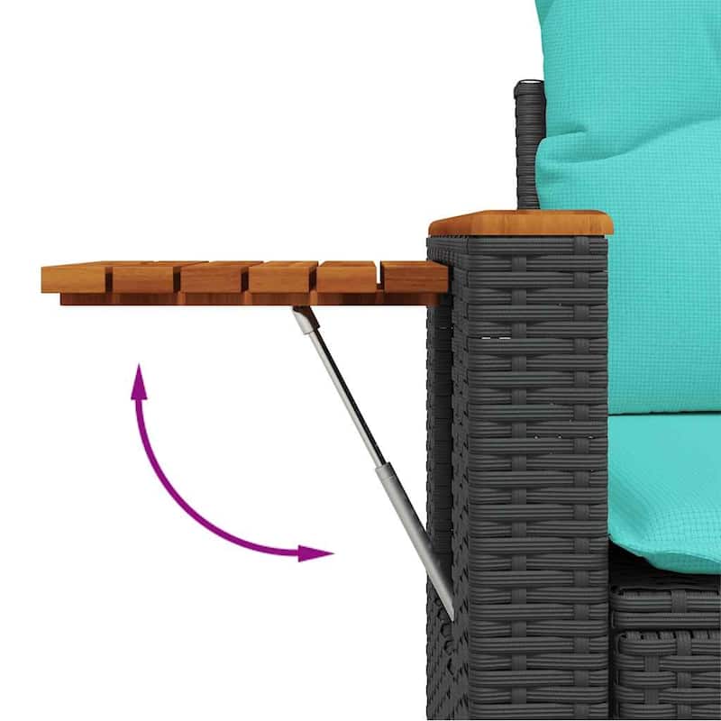 vidaXL Patio Sofa Set with Cushions Seat Modules 7 Piece Poly Rattan Acacia - 21.7 x 24.4 x 27.2