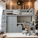 preview thumbnail 1 of 55, Multifunctional Loft Bed with Stairs,Bookshelf,Drawers,Desk & Wardrobe,Full Size for Bedroom Grey