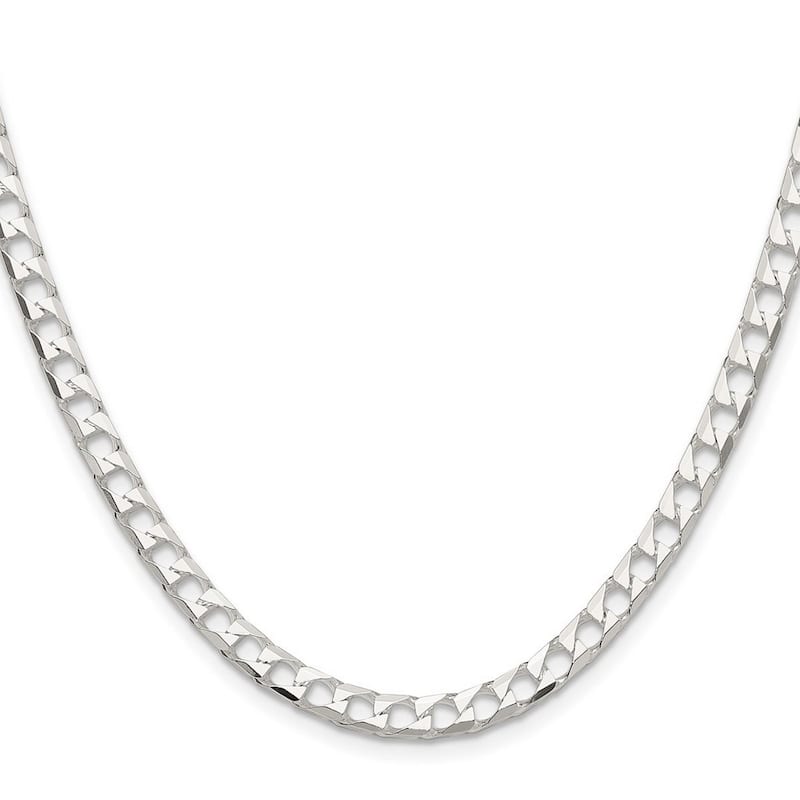 Curata 925 Sterling Silver Polished 5mm Flat Curb Link Chain Necklace for Men