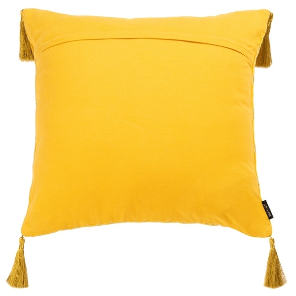 Yellow tassel pillow hotsell