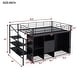 preview thumbnail 5 of 8, Black Metal Loft Bed with Drawers, Storage Staircase and Small Wardrobe for Kids, Boys and Girls, Bedroom
