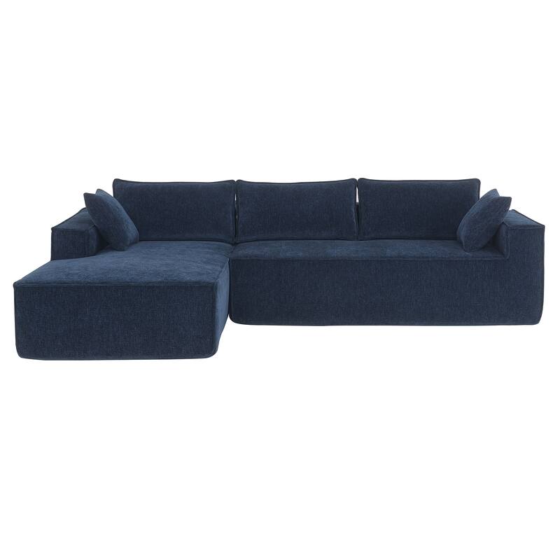 Minimalist Modular L-Shaped Sofa, Wrinkle-resistant Chenille, 2 PIC Free Combo, No Assembly, Dark Blue