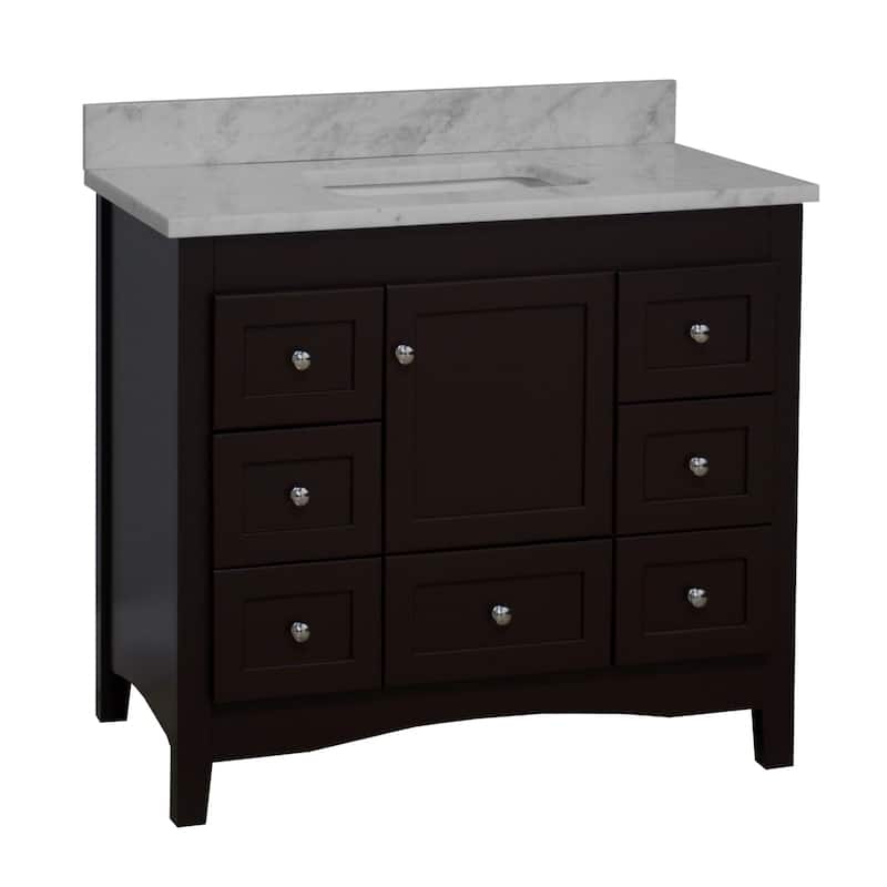 KitchenBathCollection Abbey 42" Bathroom Vanity with Carrara Marble Top