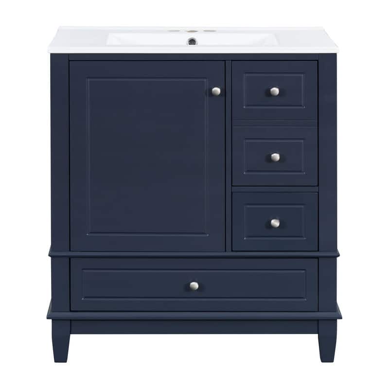 30-Inch Bathroom Vanity With Sink, One Door With Shelf And Three Drawers, Soft-Close Door. - 30"